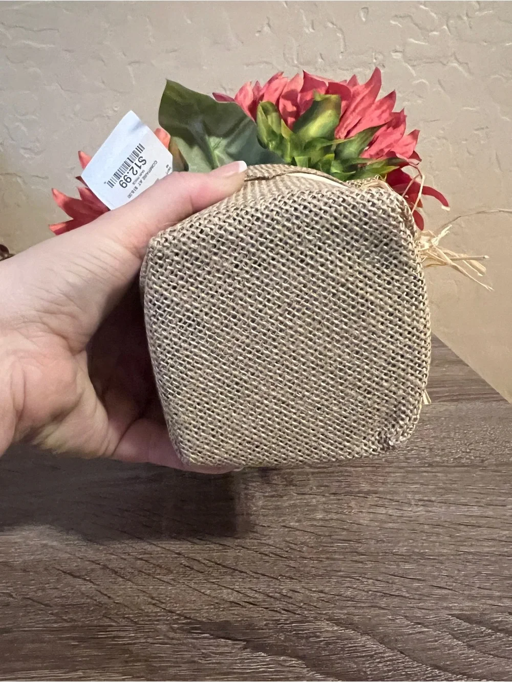 Sunflower Pink Bouquet Burlap Straw Fall Potted Homegoods NWT
